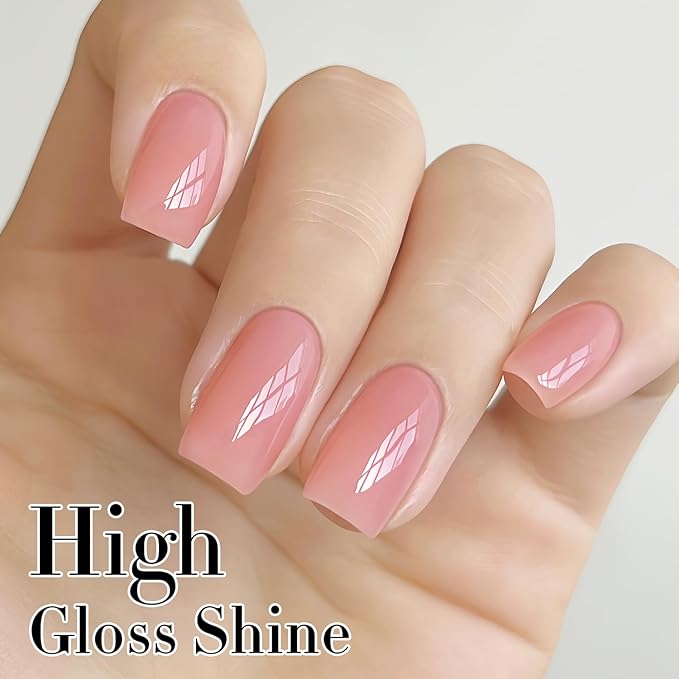 Double Rhythm 0.50 OZ Translucent Gel Polish Same Color Same Bottle Sheer Pastel Neutral Natural Milky 15 ML Jelly UV Nail Art DIY at Home (Jelly Rose Pink-A1380)-Velvo Beauty