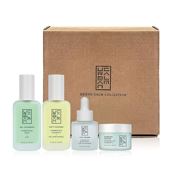 Urban Calm Discovery Bundle - Hydrating, Smoothing, Exfoliating, and Soothing Travel Size Skincare Set for All Skin Types - Fermented Skincare Products Include Cleanser, Essence, Serum, and Cream-Velvo Beauty