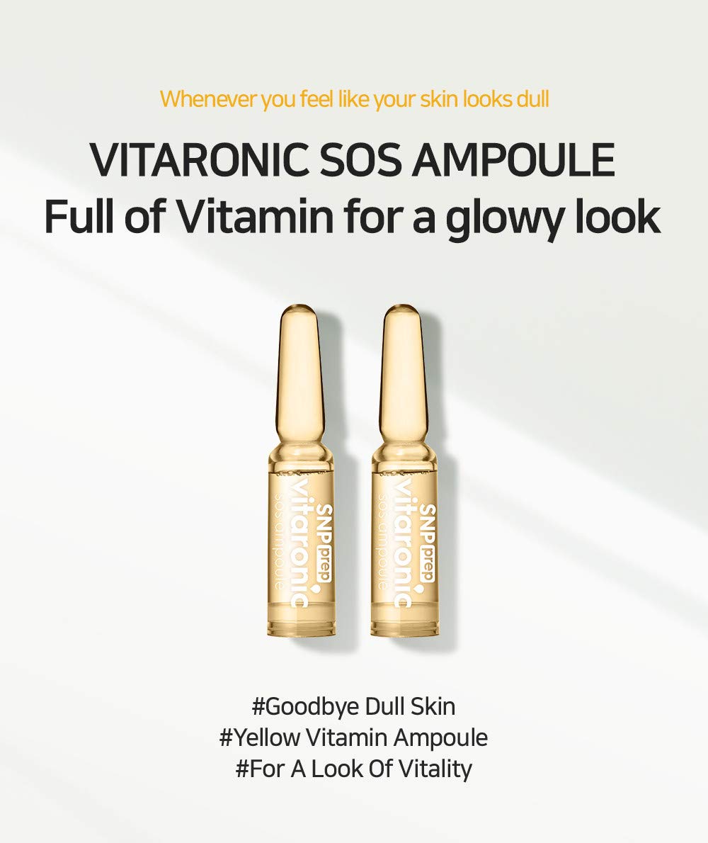 Snp Vitaronic SOS Ampoule | 1 Week Facial Supply Nourishing and Moisturizing for All Skin Types | Korean Skin Care Face Moisturizer | Vitamin Facial Moisturizer | 7 Vials - 1.5ml per Vial-Velvo Beauty