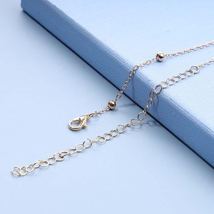 Boho Thin Beaded Choker Necklace Gold Station Ball Necklace Short Satellite Chain Necklace Everyday Minimalist Necklace Jewelry for Women and Girls-Velvo Beauty
