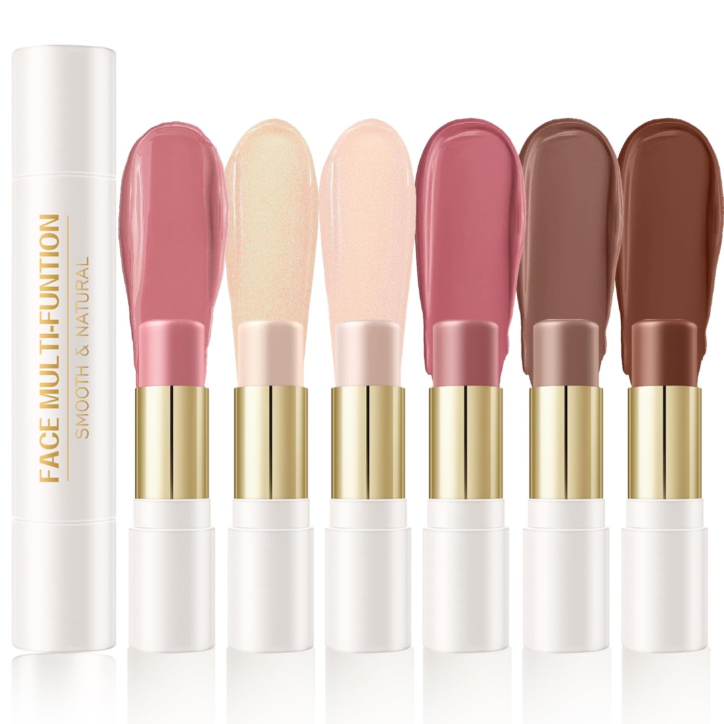 6 Colors Cream Contour Stick Makeup Kit, Shades with Blush, Highlighter and Bronzer,Double Ended Contour Stick for Cheeks, Waterproof and Long Lasting, Matte and Dewy Finish (Set B)-Velvo Beauty