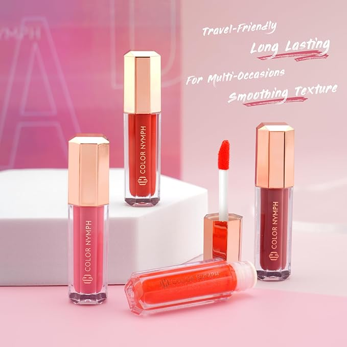 Color Nymph 16 PCS Lip Glosses Collection, Shimmery Lip Glosses for Women and Girls, Long Lasting Color Lip Gloss Set with Rich Varied Colors (Iridescent Pink)-Velvo Beauty