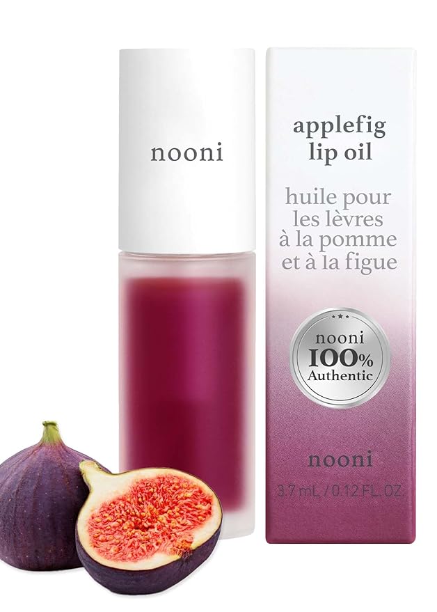 NOONI Korean Vegan Lip Oil - Applefig, 0.12 Fl Oz + Korean Lip Oil - Applecherry, 0.12 Fl Oz Bundle-Velvo Beauty