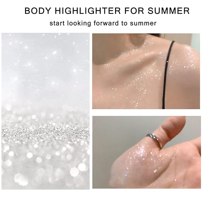 Highlight Glitter Powder Ball,White Shimmer Highlighter Makeup Powder Puff,Comfortable and Cute Plush Long-Lasting Body Shine for Various Occasions-Velvo Beauty