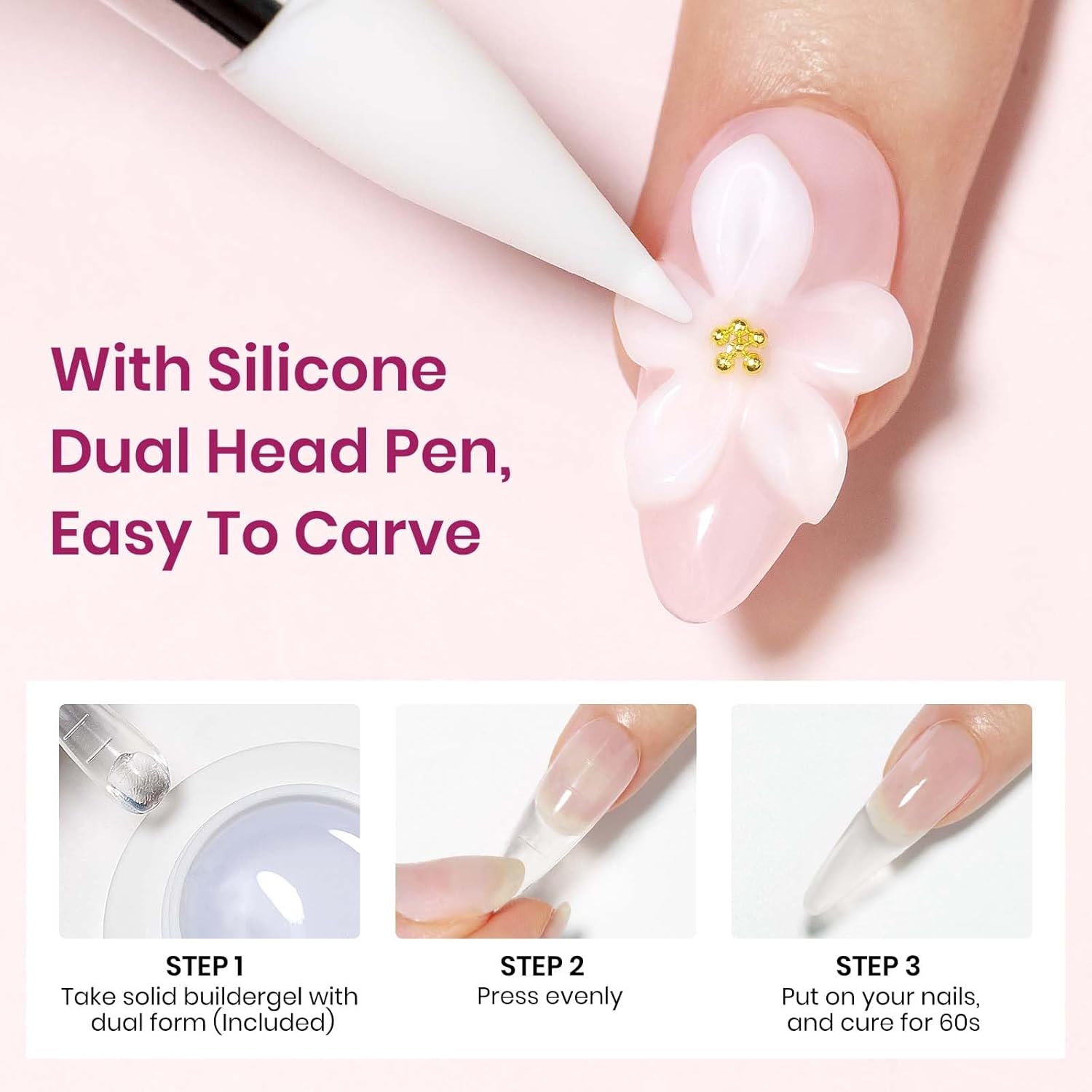 Solid Builder Gel for Nails 2PCS, Sculpting Gel 3D Nail Art Non-Stick Hand, Clear & White, Hard Gels For Nails Modeling, Sculpture, Nail Extension UV/Led Manicure DIY At Home 18g-Velvo Beauty