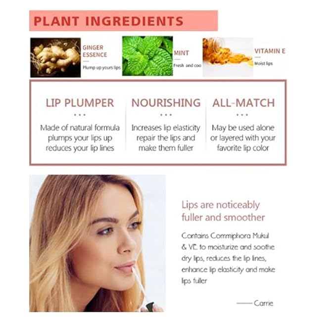 Vitamin E Lip Plumping Serum, Lip Hyaluronic Lip Plumper, Lip Plumping Serum Instant Lip Balm for Moisturize, Eliminate Dryness Wrinkles Enhances Plump Gloss (3PC)-Velvo Beauty