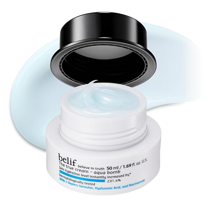 belif Aqua Bomb – Daily Niacinamide Hydrating Moisturizer, Lightweight Plumping Facial Cream with Hyaluronic Acid & Squalane, Cooling Effect, Anti-Aging, Korean Skincare, 1.68 fl oz (50ml)-Velvo Beauty
