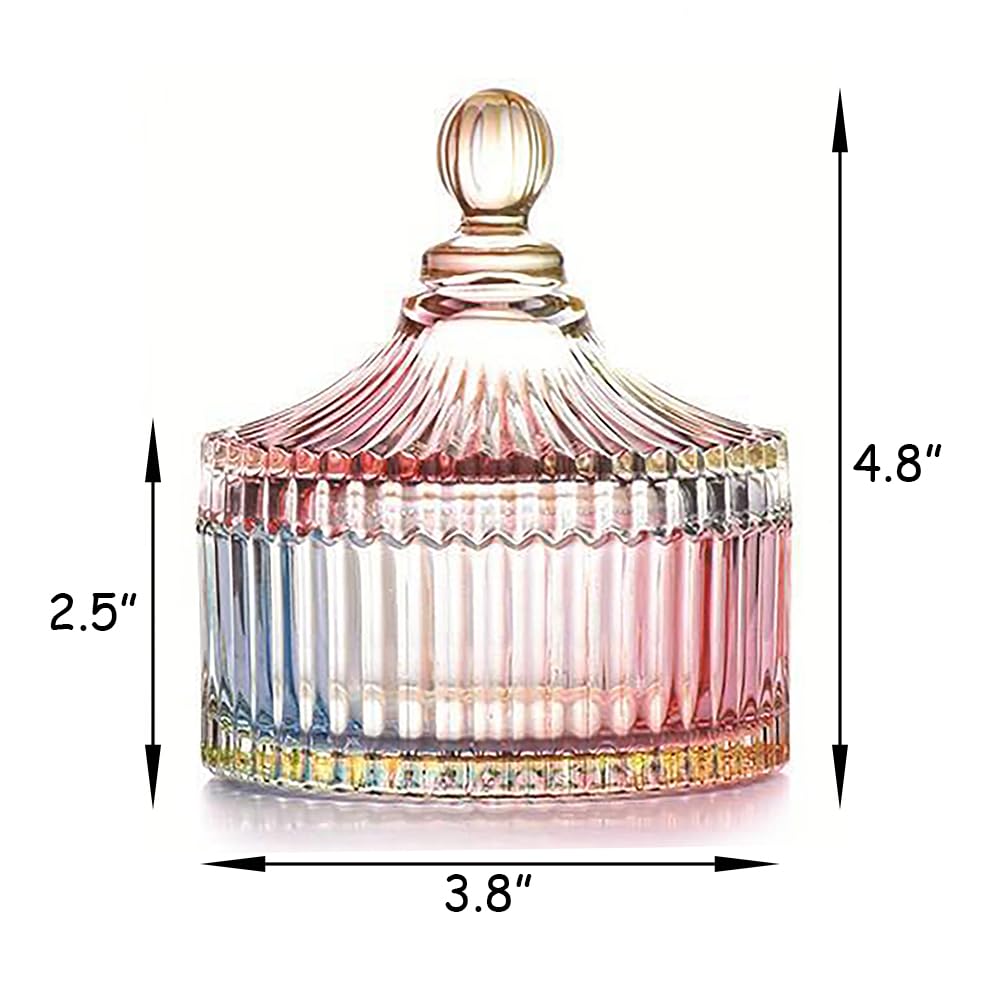 Ultra Soft Powder Puff and Rainbow Container 3.3" High Density Velvet Dusting Washable Reusable Powder Puff,Body Powder Puff and Glass Jar Holder Loose Powder Box with Puff(Multi-Color)-Velvo Beauty