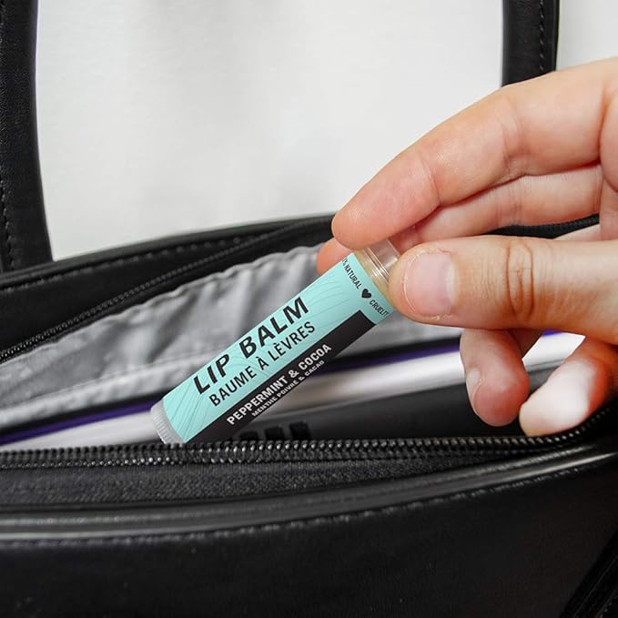 Caron & Doucet - 100% Natural Lip Balm - Premium Beeswax & Olive Oil Moisturizing Lip Balm - Best for Dry Chapped Lips. (Pack of 4, Peppermint & Cocoa)-Velvo Beauty