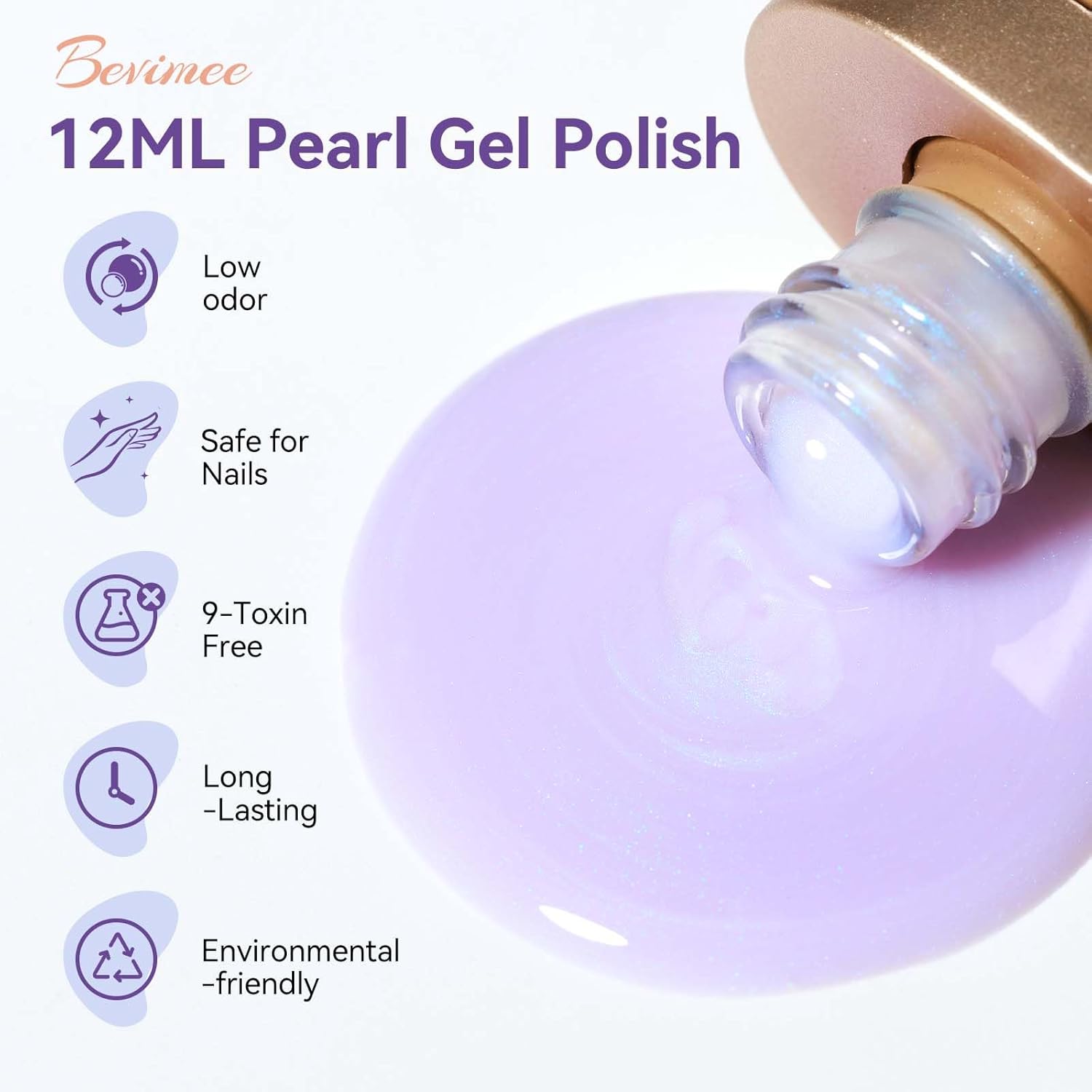 Pearl Gel Nail Polish 12ml Pearlescent Mermaid Iridescent Chrome Aurora Nail Drawing Swirl Shell Thread Effect Soak Off UV LED Gel Nail Art Salon Home DIY-Velvo Beauty