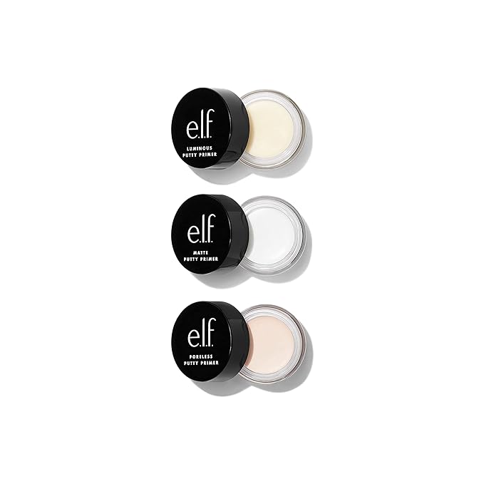 e.l.f. Cosmetics Putty Primer Trio, Includes Poreless Putty, Matte Putty & Luminous Putty, Travel Size, 0.14 Oz (4g) Each, 0.14 ounces, Count 3 ( Pack of 1)-Velvo Beauty