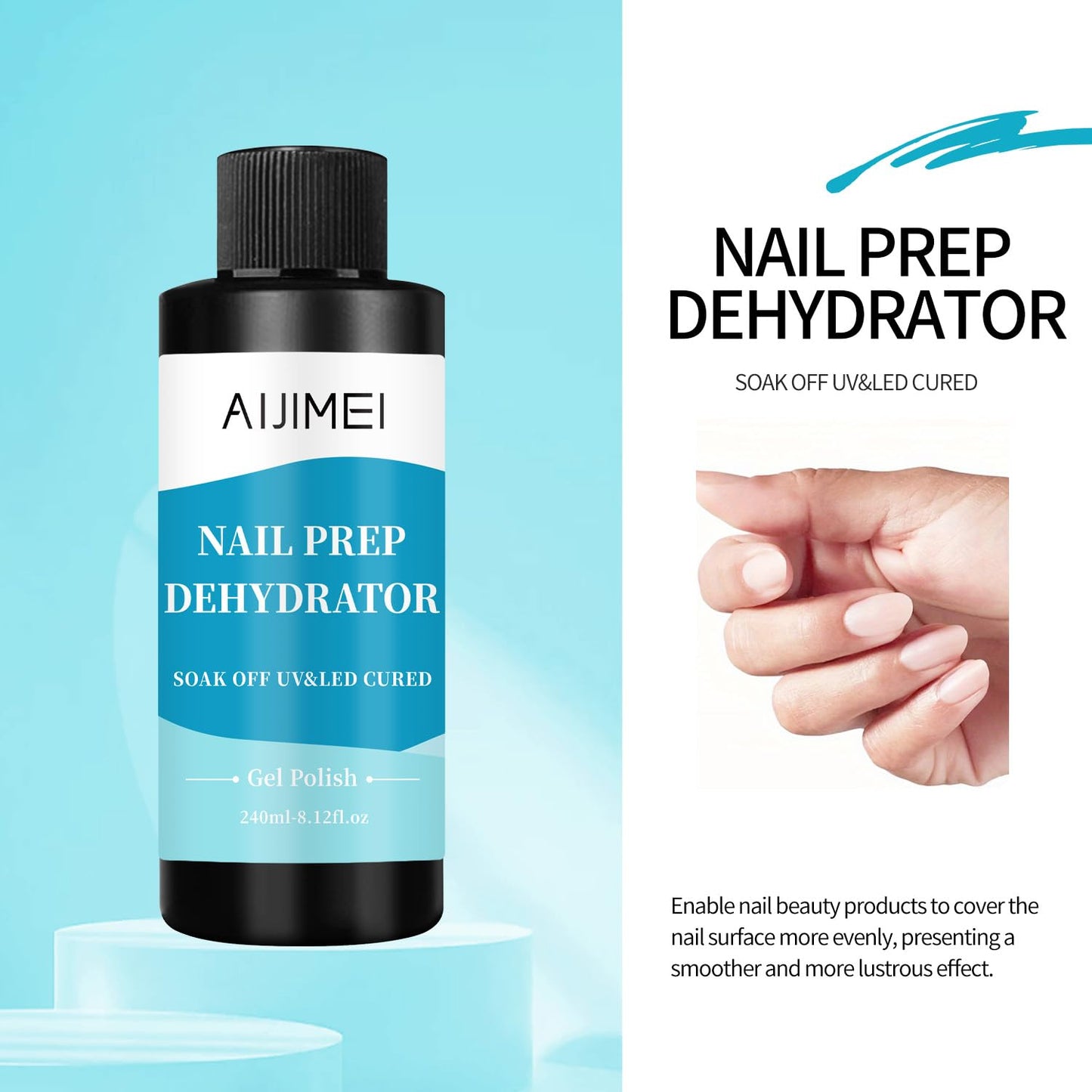 AIJIMEI 240ml Nail Dehydrator Dehydrator Prep for Nail Gel Polish Professional Nail Preparation for Smooth Gel and Acrylic Application Dehydrator for Acrylic 8 Fl Oz-Velvo Beauty