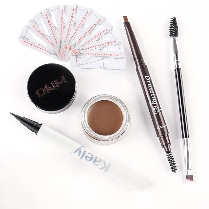 evpct Eyebrow Stencils Kit for Women Shaping, Eyebrow Shaper Makeup Kit, Eye Brow Stencil Shaper Tinting kits for Women, with Eyeliner, Eyebrows Pencil, Pomade, Brush and 10 Stencils, 07# TAUPE-Velvo Beauty