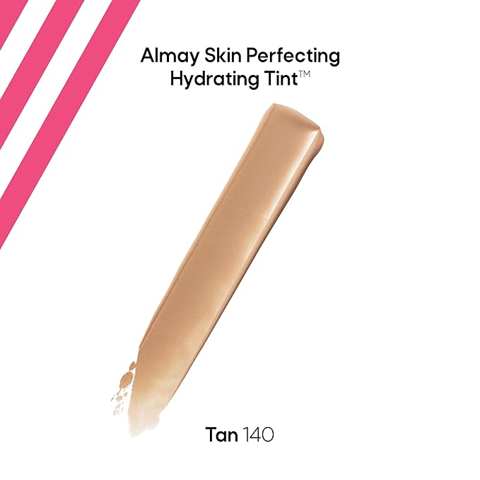 Almay Hydrating Liquid Foundation Tint, Lightweight with Light Coverage, Naturally Dewy Finish, Hypoallergenic, Dermatologist TestedFragrance Free, 140 Tan, 0.94 fl oz.-Velvo Beauty