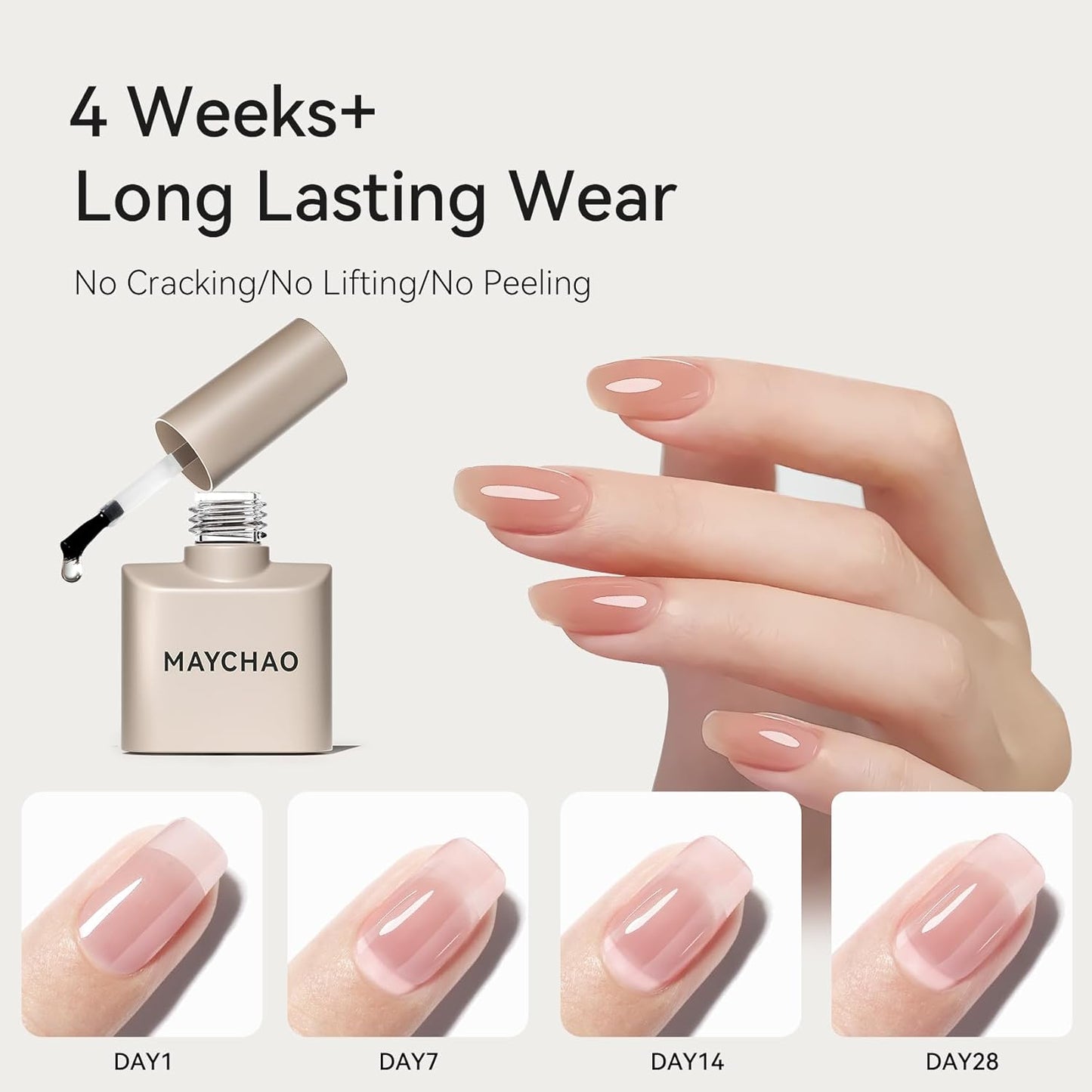 MAYCHAO Nude Pink Builder Gel for Nails, 15ml Nail Strengthener in a Bottle, Nail Extension Hard Gel, Soak Off Long Lasting UV Light Cure-Velvo Beauty