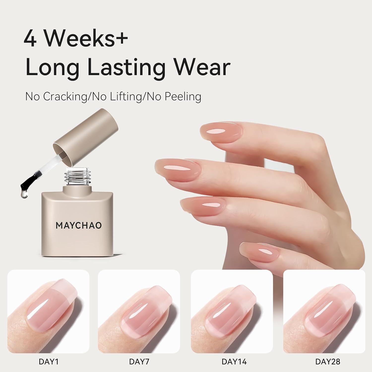 MAYCHAO 15ML Clearly Pink Builder Nail Gel 7 in 1 Clear Pink Builder Strengthener Gel Nail Polish for Nail Extension, No Wipe Base Coat for Home Manicure, 0.5 OZ-05-Velvo Beauty