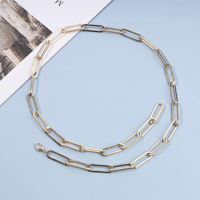 Boho Link Chain Y Necklace Gold Chain Lariat Necklace Chunky Chain Drop Necklace Paperclip Statement Necklace Jewelry for Women-Velvo Beauty