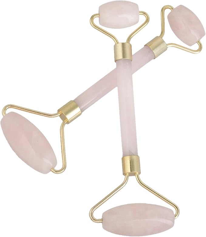 mookaitedecor Rose Quartz Roller Massager Tool & Thumb Worry Stone for Crystal Healing Reiki Stress Relief-Velvo Beauty
