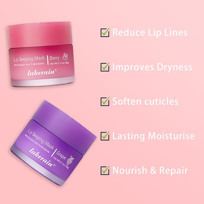 2 Pcs Lip Sleeping Mask, Lip Mask Overnight Hydrate Repair Sleeping Lip Mask, Moisturizing Lip Balm Lip Care Anti Dry Cracked Lip Cream, Lip Scrubs Exfoliator Reduce Lip Lines-Velvo Beauty