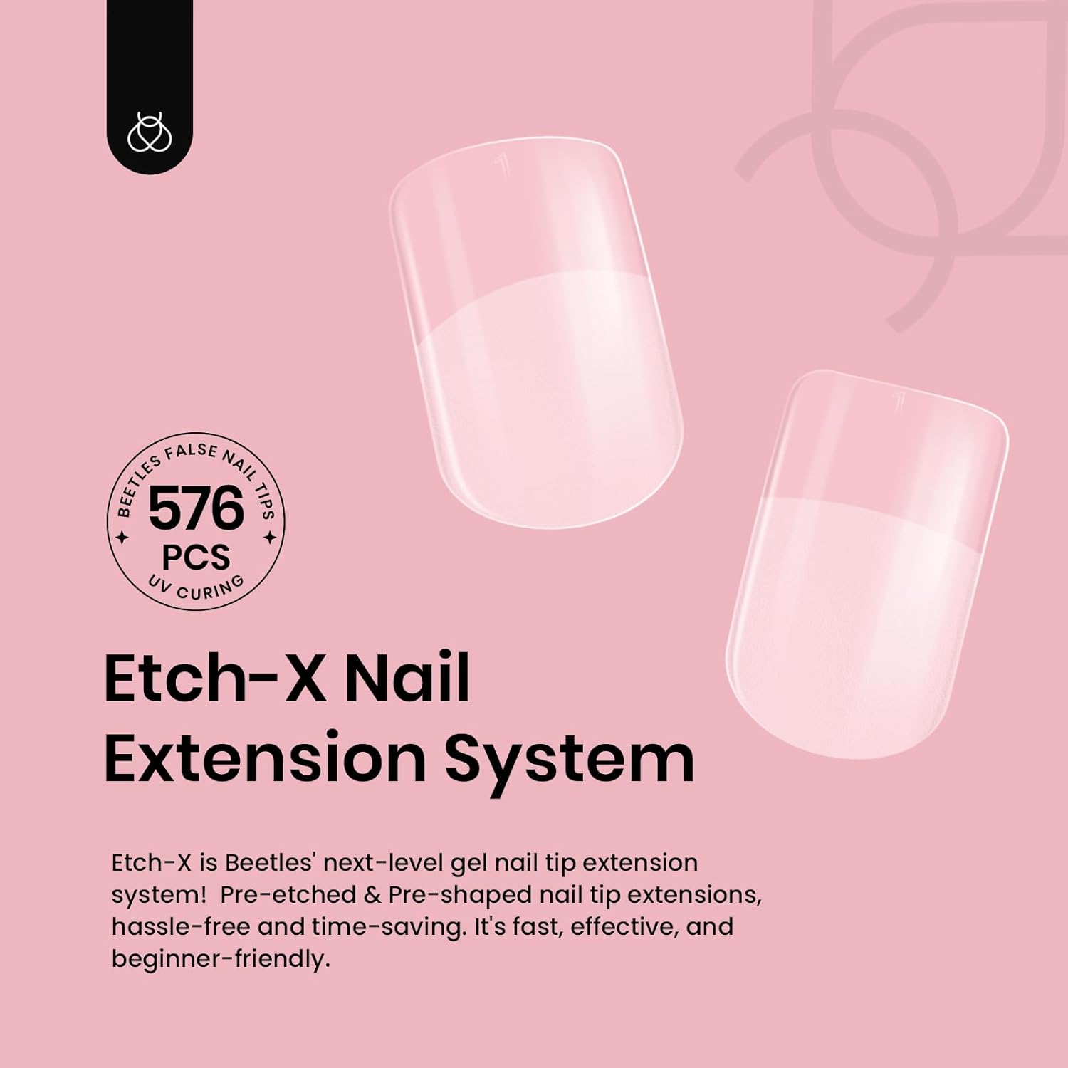 Beetles Short Square Nail Tips: 576PCS 12 Sizes XS Short Square Half Matte Clear False Acrylic Press on Nails Tips Pre-shape Full Cover Nail Tips Nail Extension DIY-Velvo Beauty