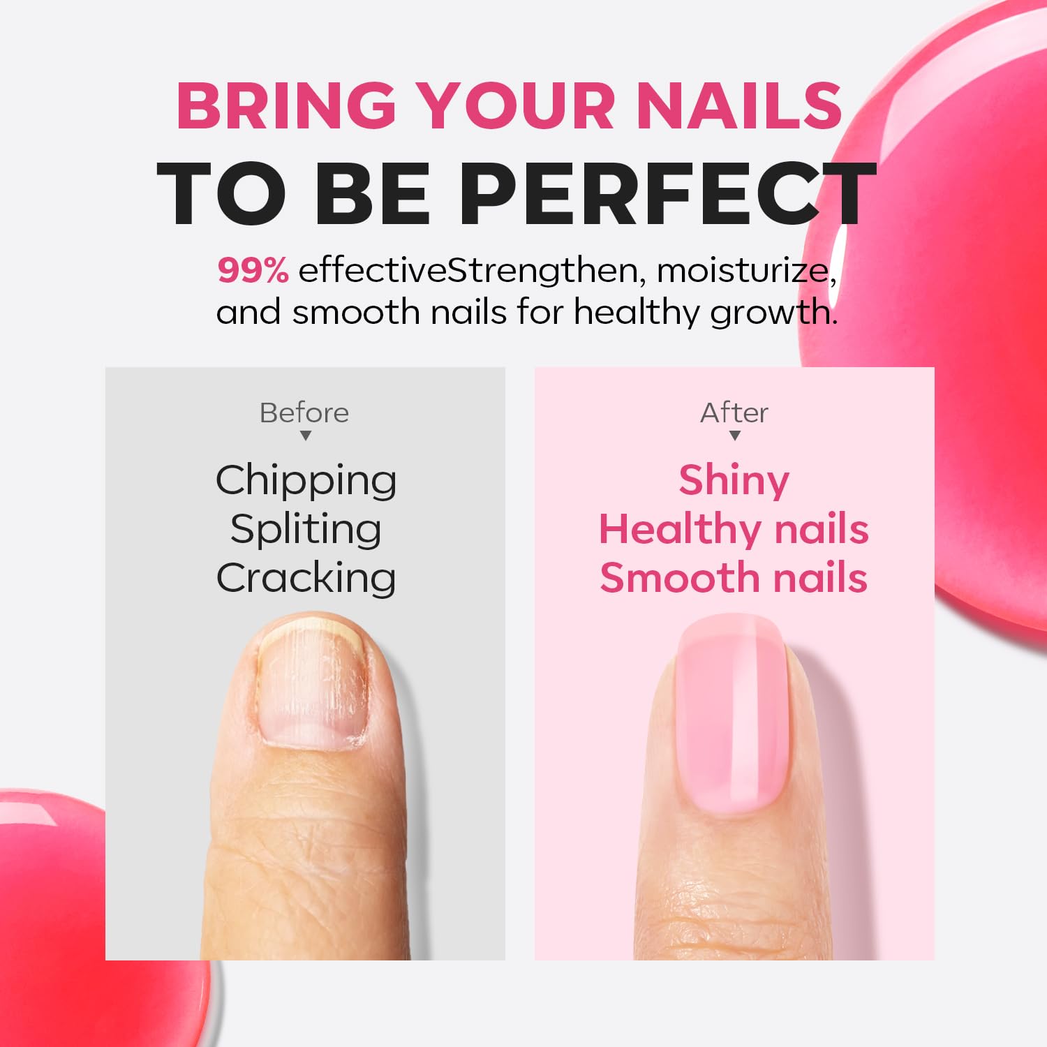 modelones Nail Strengthener Jelly Pink Nail Polish Repair 8-in-One Nail Ridge Filler Nail Strengthener and Growth for Damaged Nails 15ml-Velvo Beauty