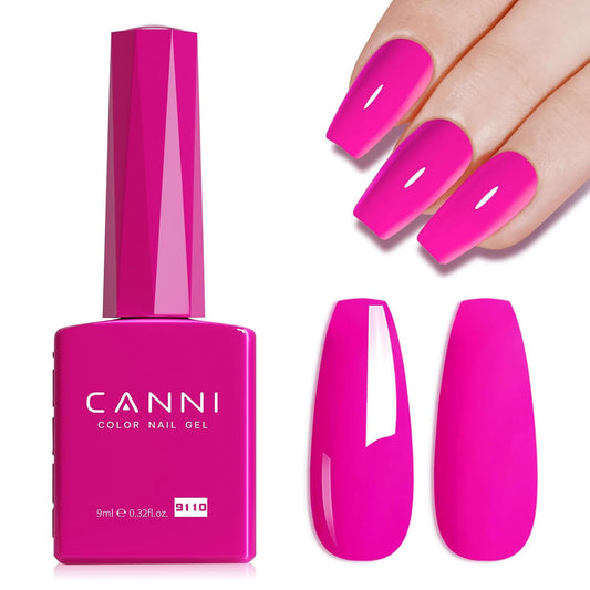 CANNI Hot Pink Nail Gel Polish, 1Pcs Bright Coral Pink Cerise Color High Gloss Soak Off UV Gel Nail French Nail Manicure Salon DIY-Velvo Beauty