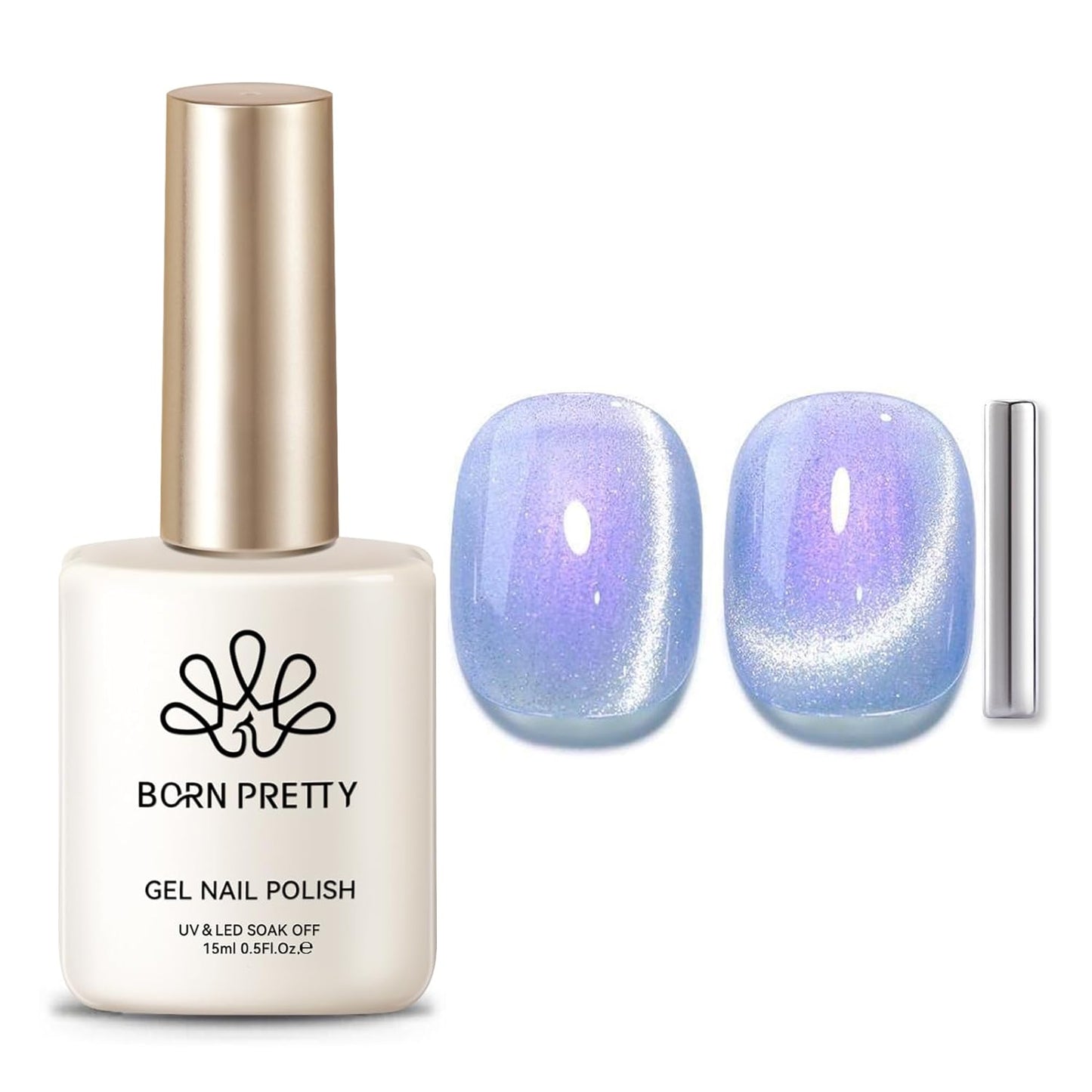 Born Pretty Cat Magnetic Eye Gel Nail Polish, Fairy Purple Glitter Cat Magnetic Gel Nail Polish for Nail Art Manicure Salon DIY at Home 15ML-Velvo Beauty