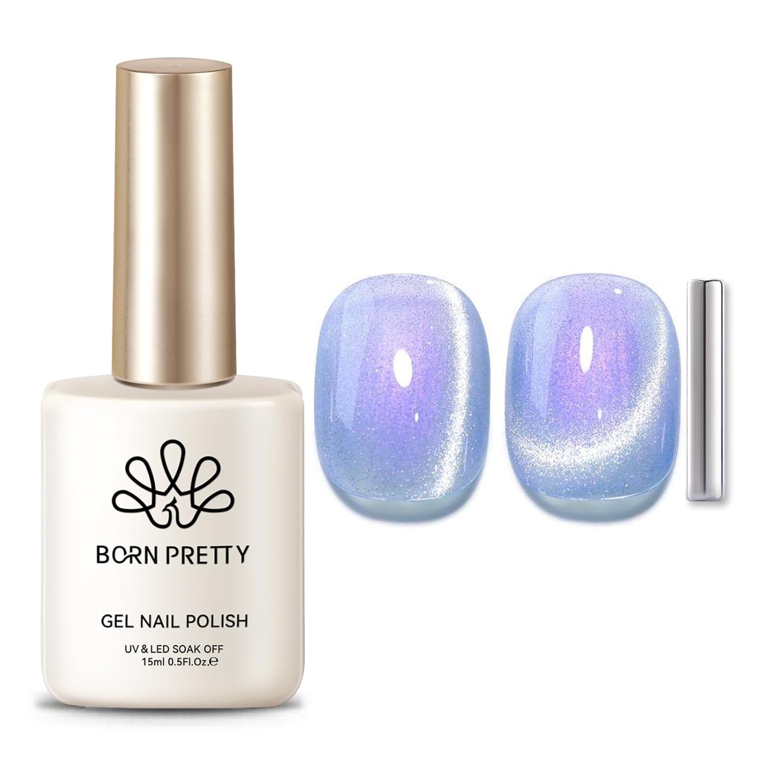 Born Pretty Cat Magnetic Eye Gel Nail Polish, Fairy Purple Glitter Cat Magnetic Gel Nail Polish for Nail Art Manicure Salon DIY at Home 15ML-Velvo Beauty
