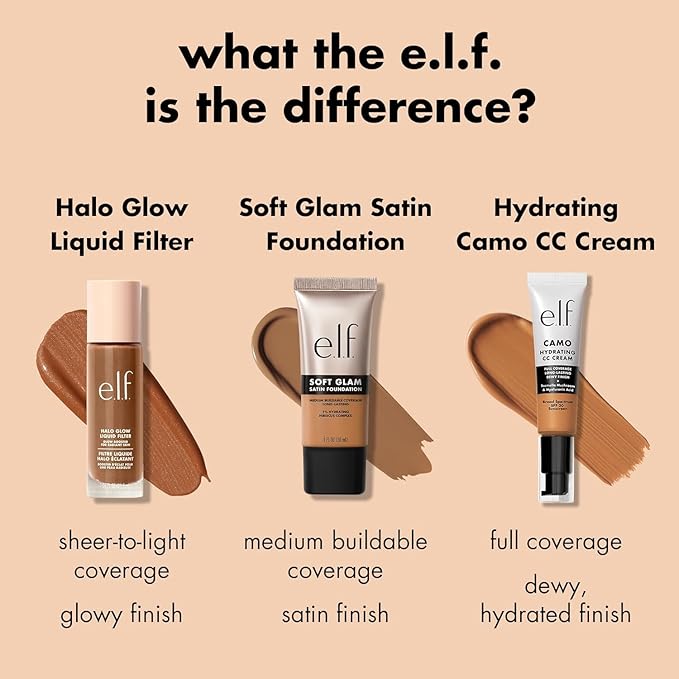 e.l.f. Soft Glam Foundation, Medium Coverage, Long-Lasting & Buildable Foundation For A Smooth, Satin Finish, Vegan & Cruelty-Free, 55 Deep Warm-Velvo Beauty