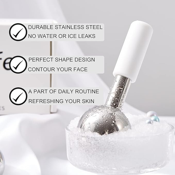 Ice Globes for Face & Eyes, Unbreakable Stainless Steel Cryo Sticks for Beauty Routines, Facials Cold Roller Cooling Globes for Puffiness, Wrinkles, Dark Circles, Headaches-Velvo Beauty
