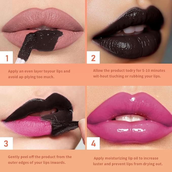 Deep Raspberry Peel Off Lip Gloss Tattoo and Lip Oil, Lip Stain Peel Off Masque - Peel Off Lip Tint ,Long Lasting Waterproof Transfer-proof Lip Mask Lip Gloss Peel Off Lip Liner,Stay Lip Makeup 05#-Velvo Beauty