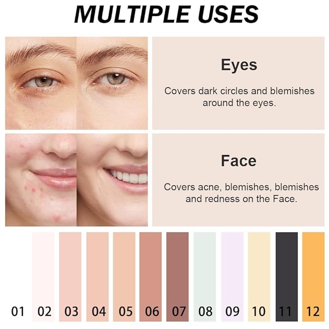 Kaely Color Correcting Concealer,Cream Pot Concealer Full Coverage,under Eye Concealer Palette for Conceals Dark Circles,Waterproof Foundation Face Makeup,08 Green-Velvo Beauty