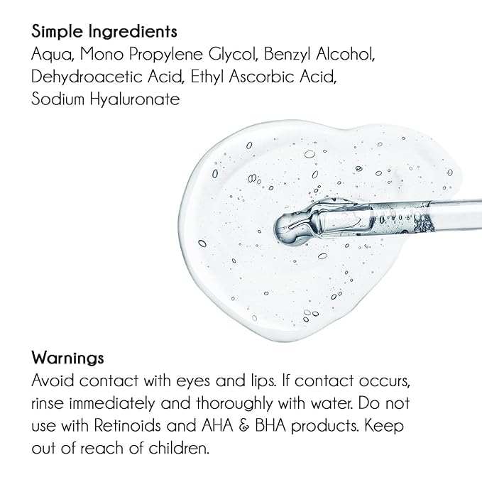 Hyaluronic Acid Serum for Face with Vitamin C, Brightening Serum, Pure, Hydrating Serum to Plumb Skin, Reduce Fine Lines, Wrinkles and Dark Spots, Low Molecular Weight [0.75 oz]-Velvo Beauty