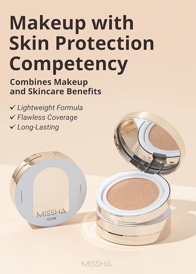MISSHA Glow Cushion No.23 Natural Beige for Natural Skin Radiant & Moisturizing Skin with Buildable Coverage-Velvo Beauty