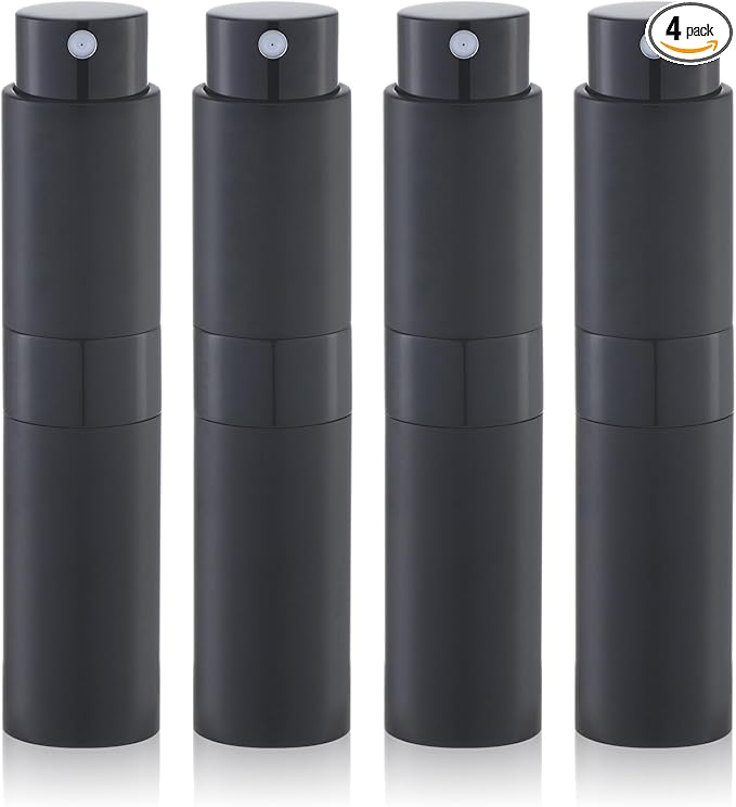 Travel Perfume Bottle Refillable - Cologne Spray Atomizer Mini - Small Travel Size Sprayer Empty for Refill Sample Container - Portable Fragrance Decant Dispenser for Men Women 8ml 4PCS Black-Velvo Beauty