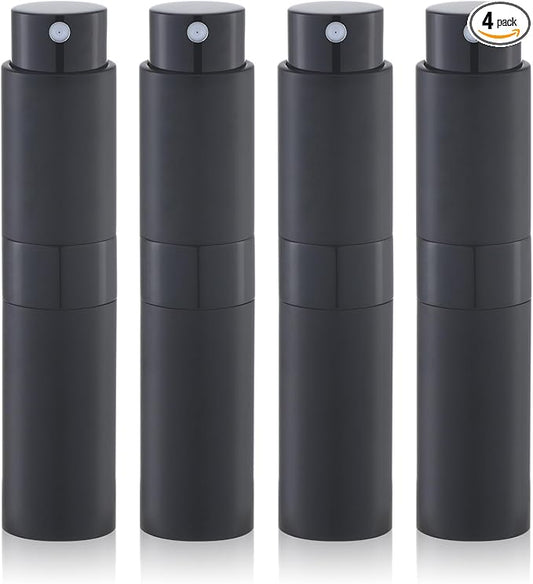 Travel Perfume Bottle Refillable - Cologne Spray Atomizer Mini - Small Travel Size Sprayer Empty for Refill Sample Container - Portable Fragrance Decant Dispenser for Men Women 8ml 4PCS Black-Velvo Beauty