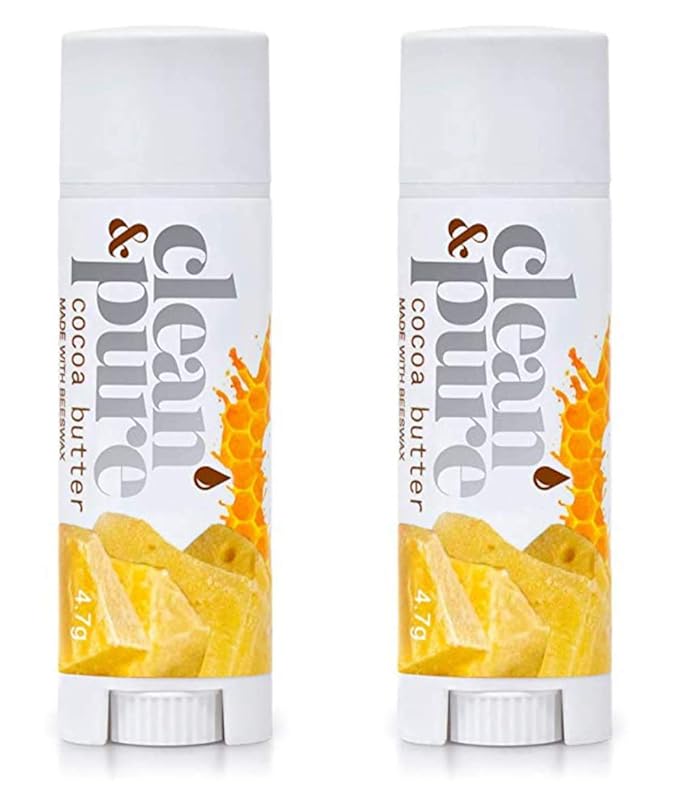 Lip Balm 2-Pack (Cocoa Butter) | Manuka Honey Beauty Products | Lip Care Set With 100% All Natural Beeswax and Vitamin E Oil | Flavored Lip Balm for Dry, Chapped Lips-Velvo Beauty