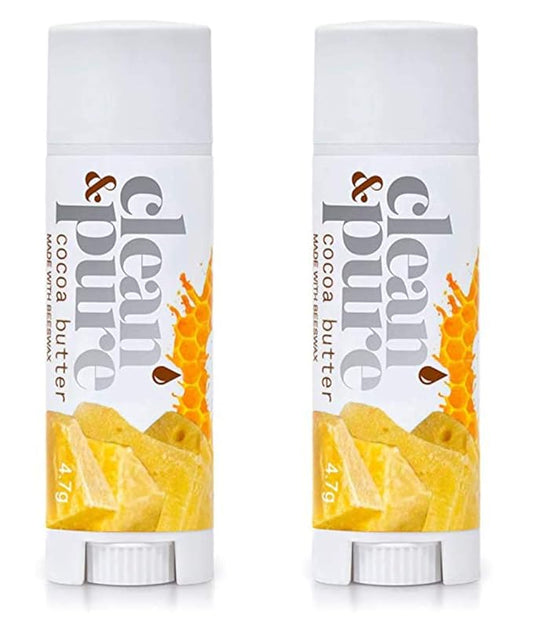 Lip Balm 2-Pack (Cocoa Butter) | Manuka Honey Beauty Products | Lip Care Set With 100% All Natural Beeswax and Vitamin E Oil | Flavored Lip Balm for Dry, Chapped Lips-Velvo Beauty