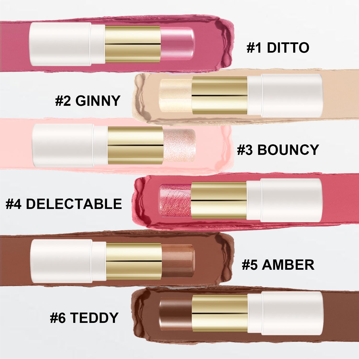 6 Colors Cream Contour Stick Makeup Kit, Shades with Blush, Highlighter and Bronzer, Double Ended Contour Stick for Cheeks, Waterproof and Long Lasting, Matte and Dewy Finish (Set A)-Velvo Beauty