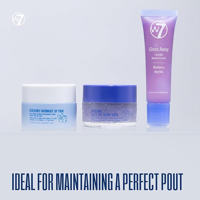 W7 Sweet Dreams Lip Care Trio - 3 Piece Set - Overnight Lip Mask, Lip Balm & Lip Scrub - Blueberry-Velvo Beauty