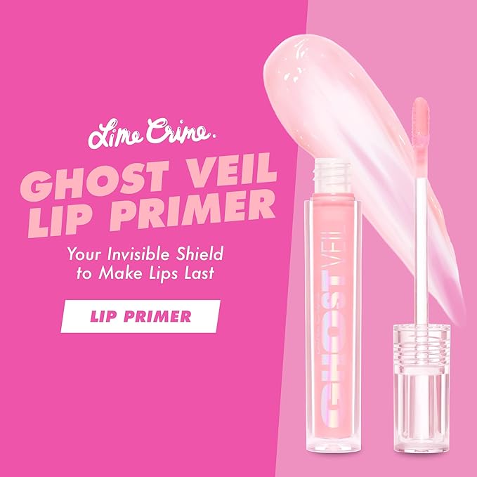 Lime Crime Ghost Veil Lip Primer, Translucent Sheer Pink - Extends the Life of Lipstick - Lightweight and Super Sheer Smoothing Base for Long Lasting Quality - Vegan & Cruelty-Free-Velvo Beauty