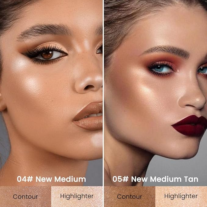 evpct 2in1 Face Shaping & Contouring Stick Cream Contour Concealer Bronzer Stick Makeup Kit for Face Highlighter Makeup Stick contorno maquillaje de maquillaje, NEW Medium + NEW Medium Tan-Velvo Beauty