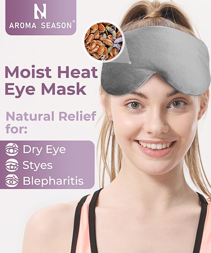 Aroma Season Weighted Eye Mask, Warm Eye Compress for Dry Eyes, Moist Heat Lavender Eye Mask, Microwave Eye Mask for Stye, Belpharitis, MGD (Gray)-Velvo Beauty