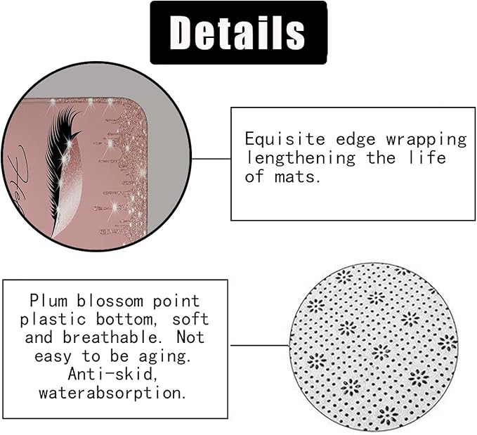 4PCS Hello Gorgeous Shower Curtain Set, Eyelash Makeup Glam Fashion Girly Pink Bathroom Decor for Women Girls, Waterproof Fabric Shower Curtain, Non-Slip Bath Mat Toilet Rug, Rose Gold Glitter-Velvo Beauty