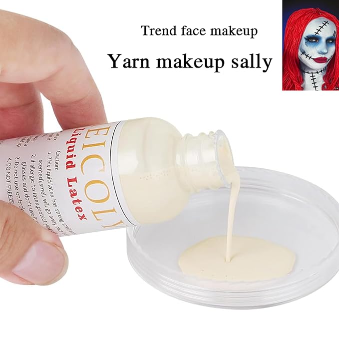 MEICOLY Light Flesh Liquid Latex with Sponge for Yarn Wood Makeup,Halloween Costume SFX Special Effects Makeup for Scar Burn Monster Zombie Cut Wound Skin Wrinkle,Latex Glue for Face and Body-Velvo Beauty