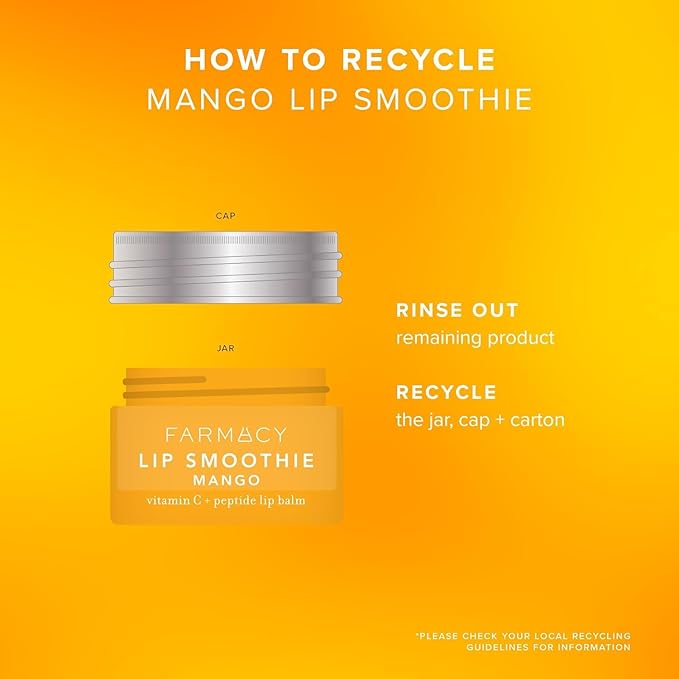 Farmacy Peptide Lip Balm - Lip Smoothie Hydrating Lip Balm with Vitamin C to Visibly Plump + Smooth Lip Lines - Nourishing Lip Treatment with a High-Gloss Finish - Mango (10g)-Velvo Beauty