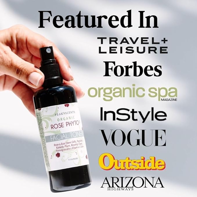 Organic Phyto³ Rose Water Facial Toner Spray - Pure Rosewater for Face, with Acaí and Herbal Extracts - Eco-Friendly and Vegan - Hydrating Rose Water Organic Face Spray (4 oz)-Velvo Beauty