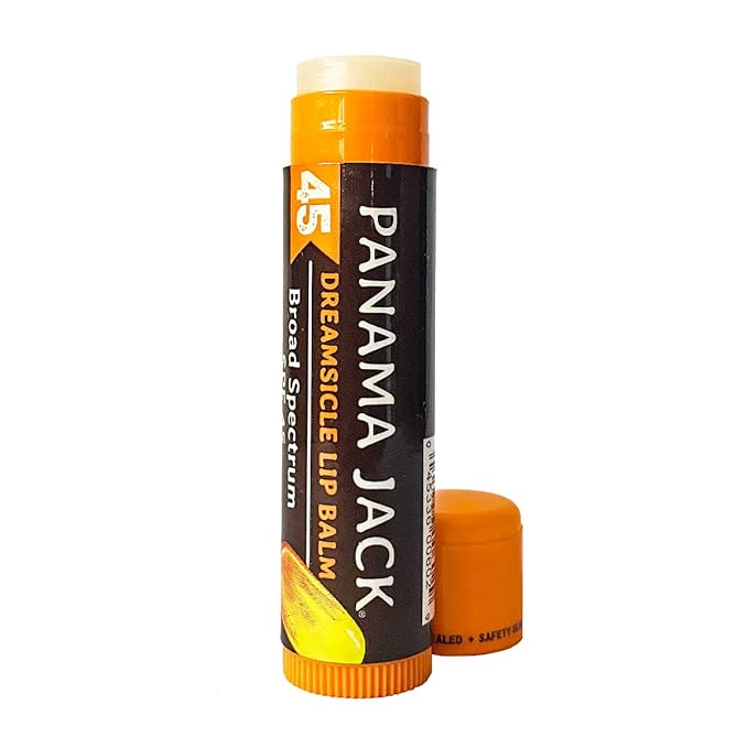 Panama Jack Sunscreen Lip Balm - SPF 45, Broad Spectrum UVA-UVB Sunscreen Protection, Prevents & Soothes Dry, Chapped Lips, Dreamsicle, Pack of 7-Velvo Beauty