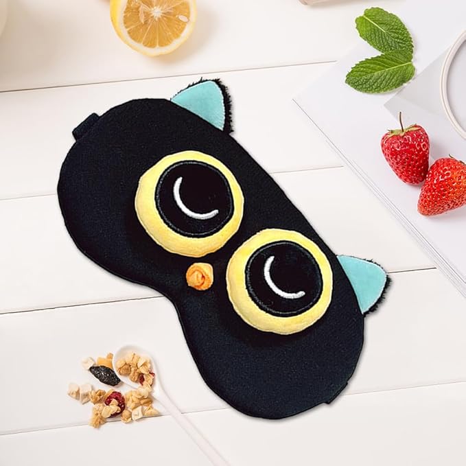 PERFECTSIGHT Owl Sleep Eye Masks, Cute Plush Sleep Eye Cover Lightweight Adjustable Eyeshade Faux Fur Mask Cover for Women Men Sleep Travel Nap-Velvo Beauty