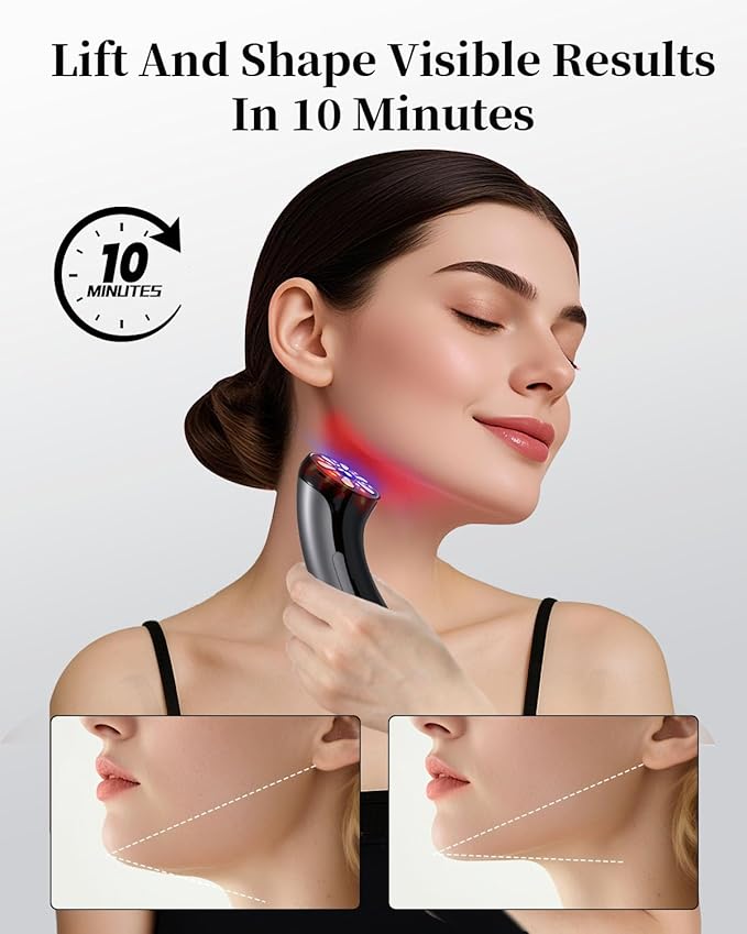 4-in-1 Facial Massager for Face & Neck – Skin Rejuvenation, Lifting & Tightening – Reduces Wrinkles & Puffiness, Enhances Infusion-Velvo Beauty